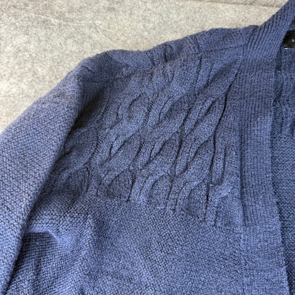 Lucky Brand Venice Cable Knit Chunky Cardigan Sweater S‎ American Navy Classic - Picture 4 of 5